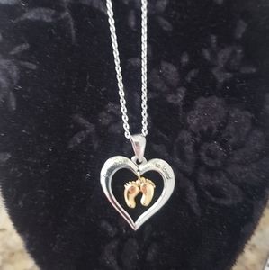 Heart Necklace w/babyfeet